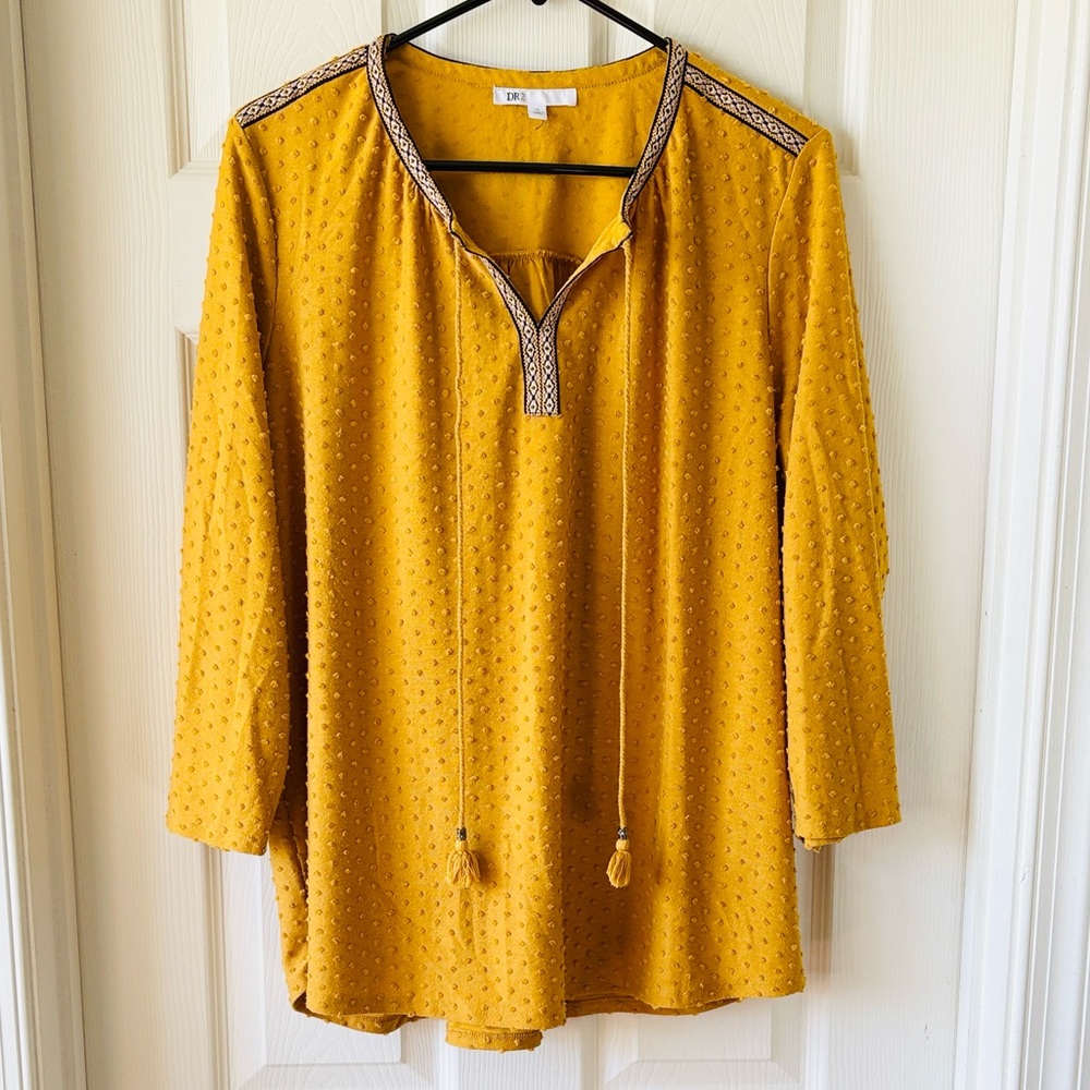 DR2 Mustard Yellow Textured Blouse